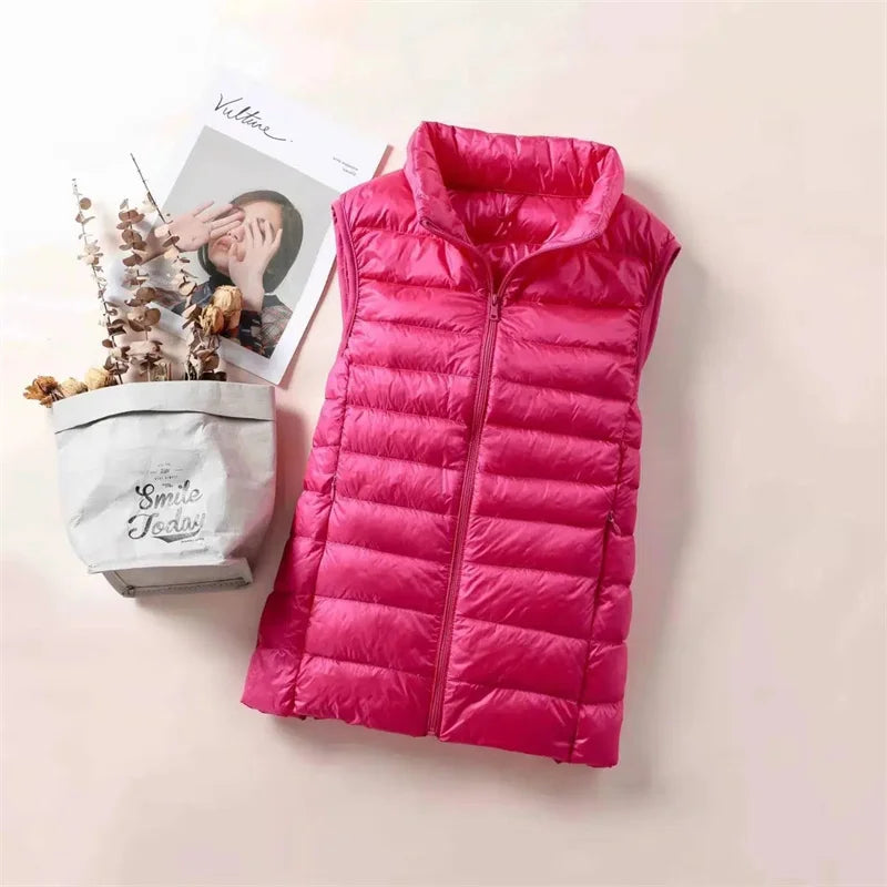 Ultralight Down Vest Women 2026 New Sleeveless Jacket Female White Duck Down Waistcoat Female Warm Puffer Jacket Outwear M-8XL