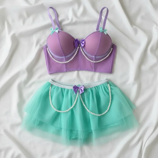 Women Sexy Exotic Set Bow See Through Lingerie Bra Thong Set Elegant Ladies Pornos Suit Underwear Sexy Costumes