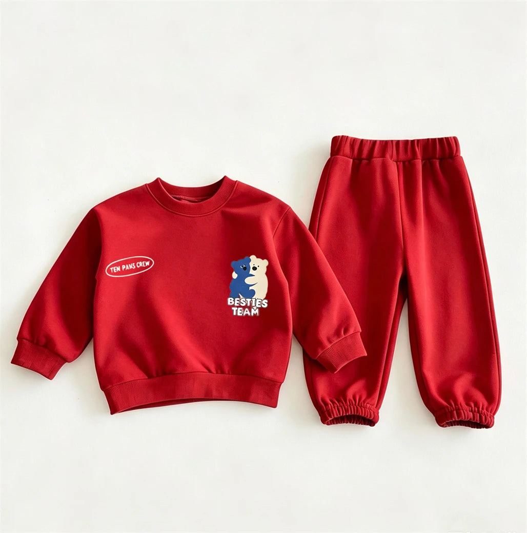 Toddler Fashion Casual Clothes Long-sleeved Outfits Baby Girls Cartoon Sweatshirts+Pants Two Piece Set Outer Wear Kids Tracksuit