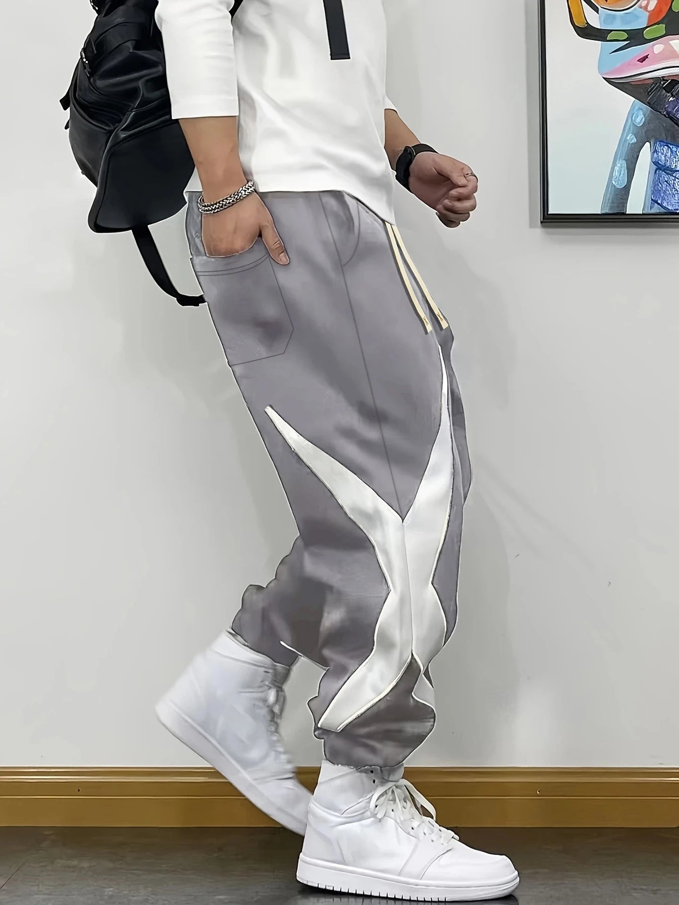 Boys' pants, boys' casual pants, can be worn in all seasons, with contrasting colors and street style, suitable for boys aged 7-
