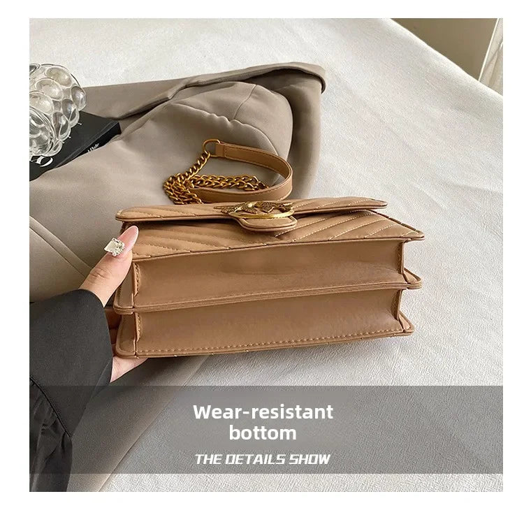 Women Embroidered Small Square Bag Chain Swallow Bag High End Versatile Shoulder Crossbody Bag Fashion Daily Ladies Handbag