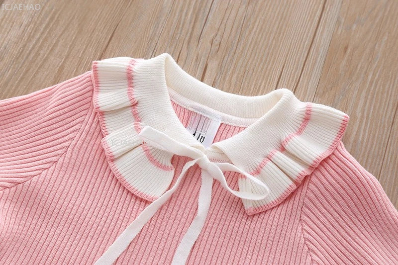 Girls Knit Dress A Line Party Gown Baby Toddler Costume Kids Fashion Spring Autumn Clothing Children Casual Daily Wear Outfit