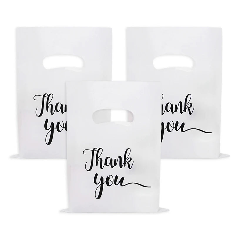50/100pcs Thank You Gift Bags Wedding Candy Biscuit Packaging Plastic Bag Birthday Party Gift For Guests Small Business Supplies