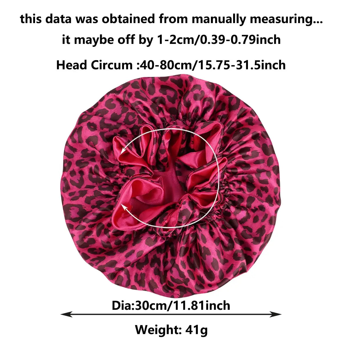 4Pcs Double Layer Satin Hair Bonnet Printed Leopard Splicing Design for Curly And Straight Hair Sleeping Cap BAZAARHUBO