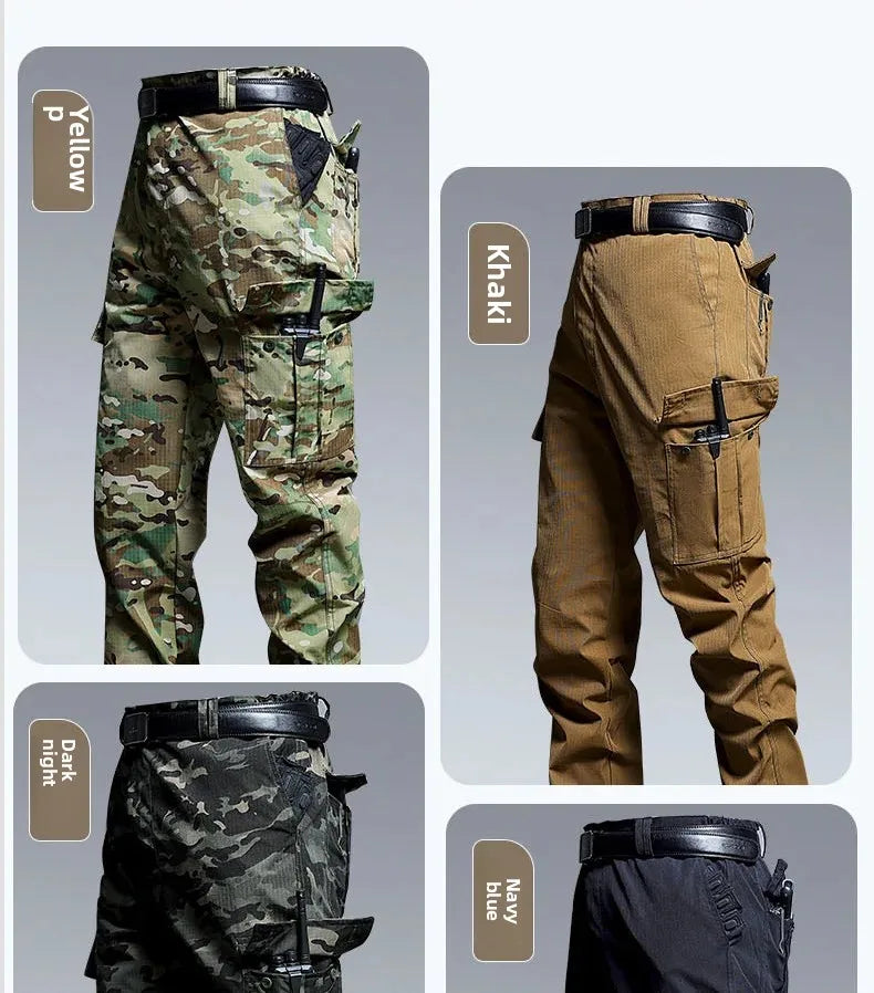 Water-Resistant Tactical Work Pants for Men Multiple Pockets Outdoor Military Fans Casual Pants Spring Autumn American Style