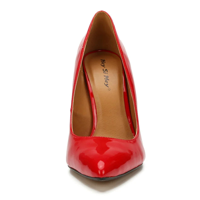 Sexy Extreme High Heels Pumps Women Shoes Large Size 45 Point toe Black Red Heeled Autumn Office Party Wedding Shoes Female