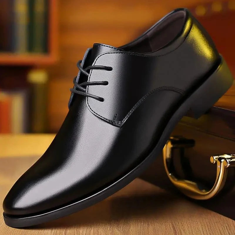 Fashionable Men's Leather Shoes Trendy Cowhide Men sneaker British Formal Men's Leather Shoes Soft Lace-up Leather Shoes for Men