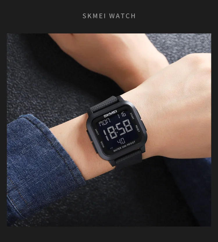 SKMEI Sport Watches Mens Alarm Countdown Clock Male 5Bar Waterproof Military Back Light Shockproof Calender Digital Wristwatch