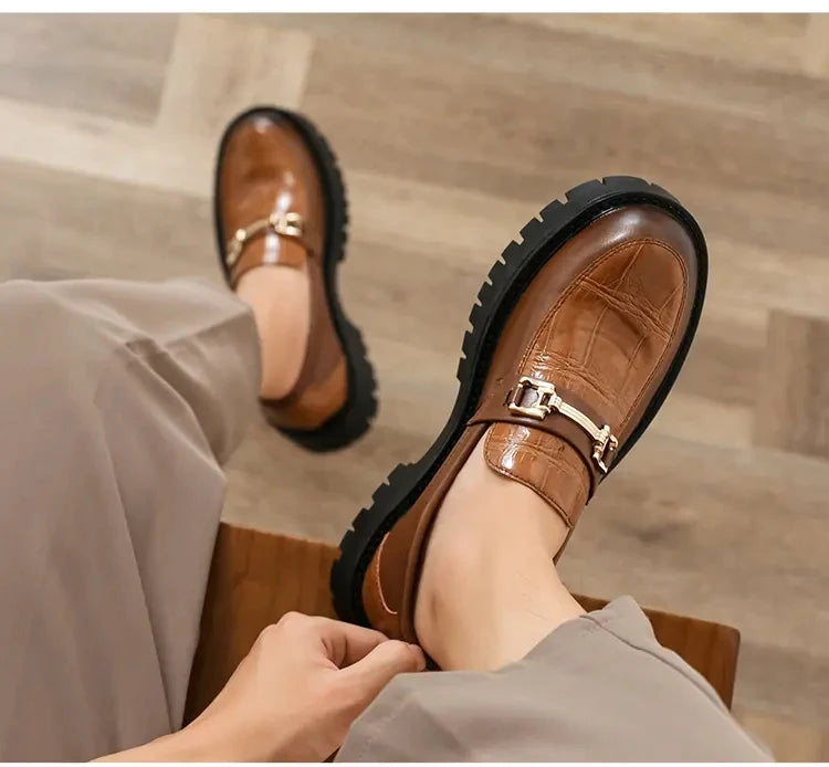 Business Men Thick-soled Loafers Black Brown Men One-foot Anti-slip Wear-resistant Business Social Shoes Brand Shoes Men 38-46