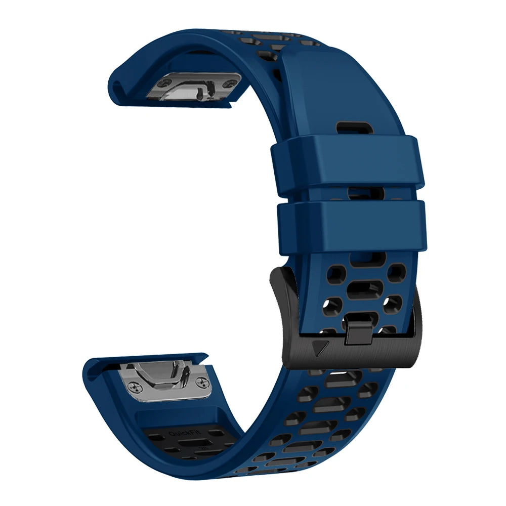 Sport Two-Tone Breathable Silicone Watch Band For Garmin Fenix 7X 7 Pro 6X 6 5 5X Plus/Epix 2 47mm 51mm QuickFit 26/22mm Strap