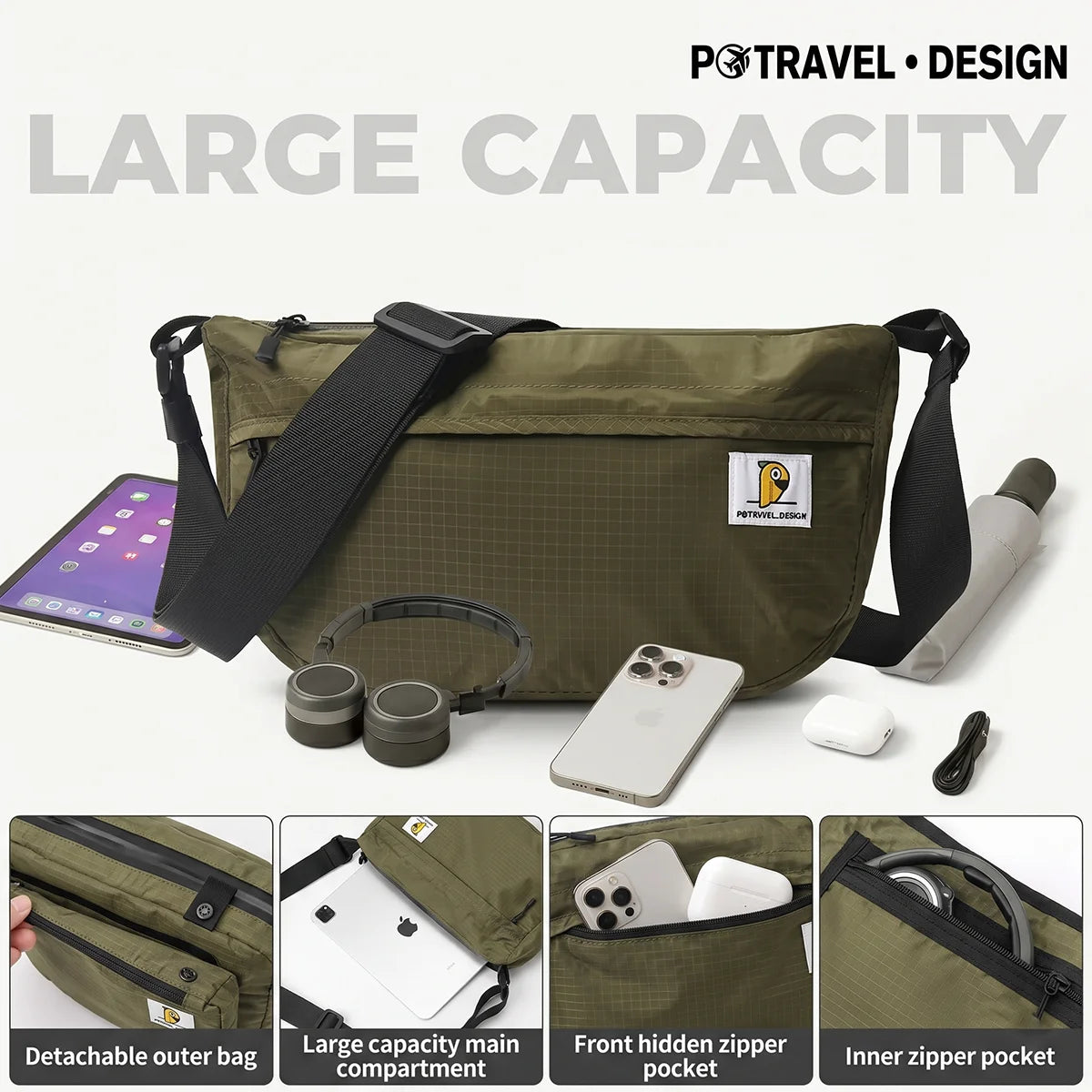 Casual Crossbody Bags For Men Women Shoulder Messenger Bag Large Capacity Small Fashion Travel Handbag Boys Girls Sling Bag
