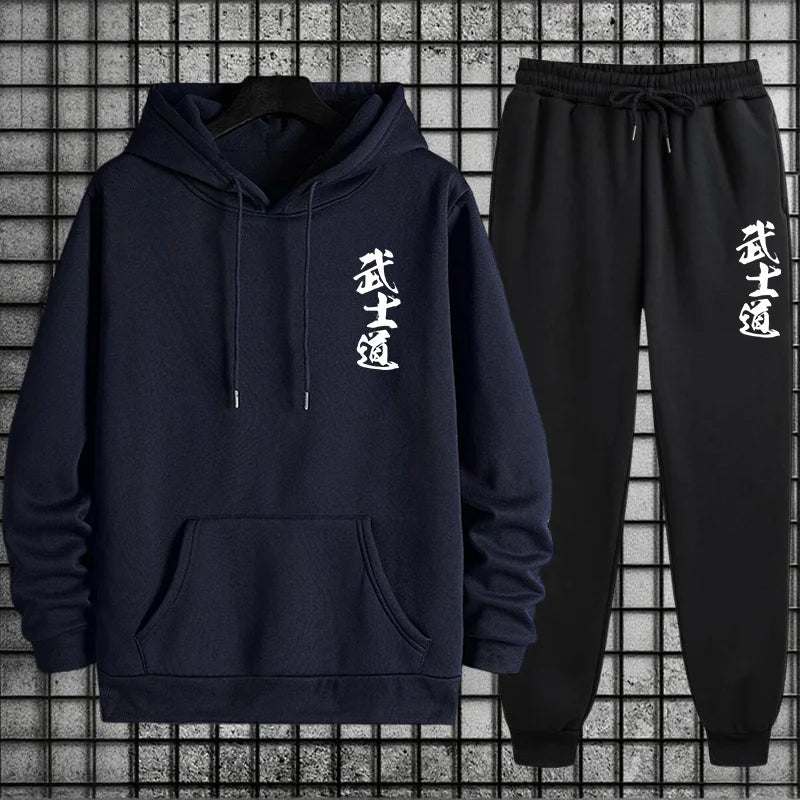 2026 New Arrival Men's Sportswear Hoodie + Pants Urban Casual Sport Jogging Suit Autumn Winter Male Fashion Sweatshirt Tracksuit BAZAARHUBO