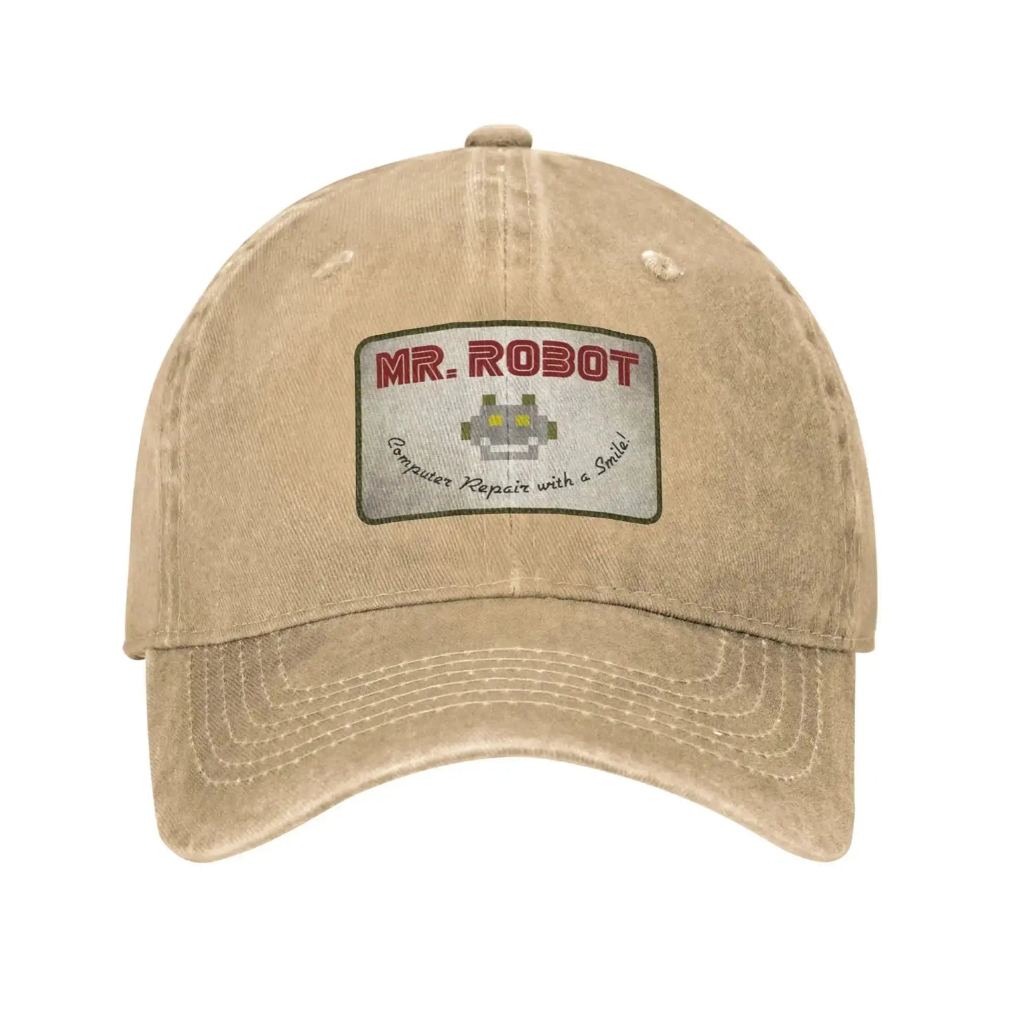 Computer with Sourires Anime Funny Mr Robot Custom Retro Cowboy Washed Baseball Caps for Men Denim Sun Hat Hip Hop Cap BAZAARHUBO