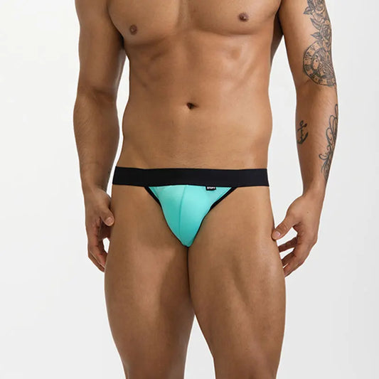 Sexy Man Underwear G-String Ice Silk Gay Men's Underpants Jockstrap Bikini Slip Mens Tanga String Thong Back Open T-Back Panties