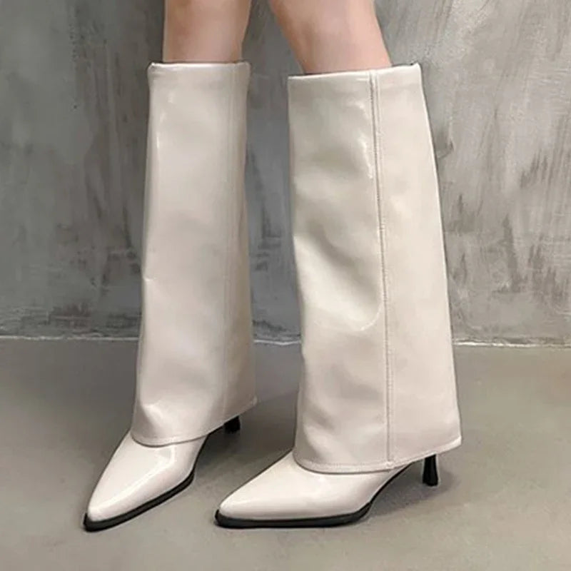 Women Chunky High Boots Pointed Toe Shoes Sexy Lady Dress Gladiator Autumn New 2024 Trend Retro Fad Woman Boots Goth Botas Mujer