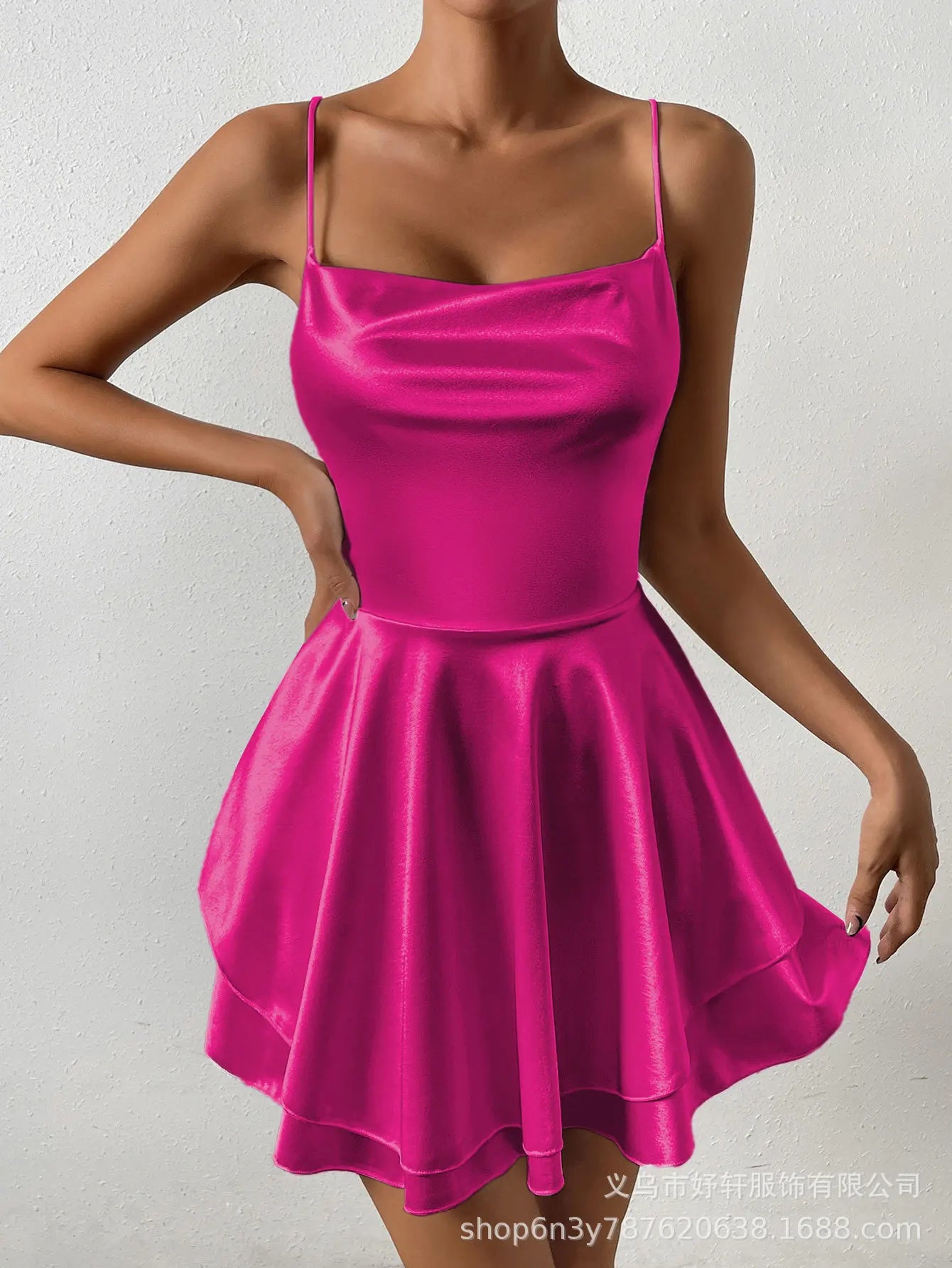 Sexy Dress Mini vestidos Elegant Bodycon Spaghetti Strap solid Color Leace-up Fashion Simple Style Banquet Backless Ruffles Slim