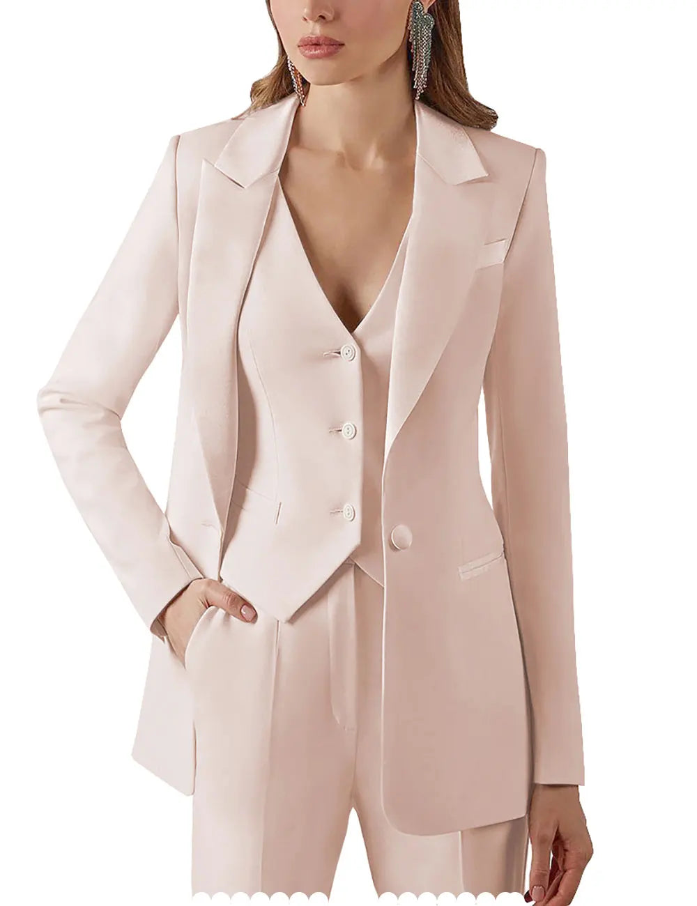 Womens Suits for Office Work 3 Pieces Set Lady Blazer Business Suit Set Work Pant Vest Jacket (Blazer+Vest+Pants)