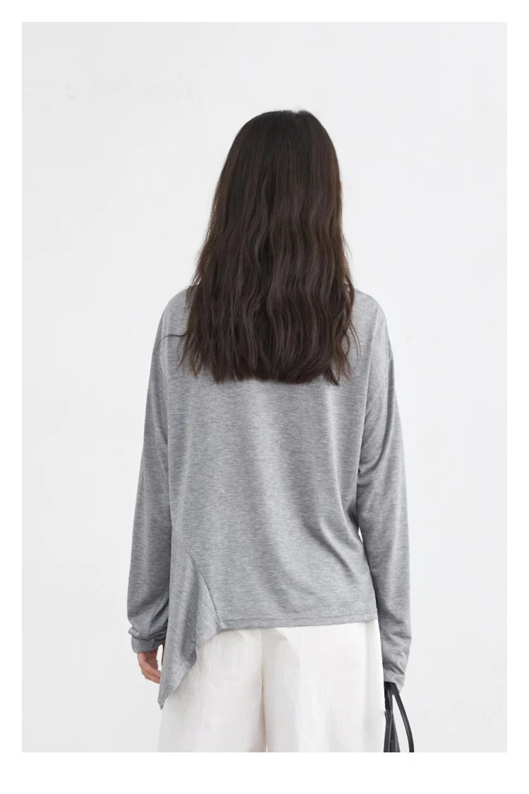CHIC VEN Fashion Women's Pullovers Tees O Neck New Loose Solid Long Sleeve Female T-shirt Thin Female Top Spring Autumn 2025