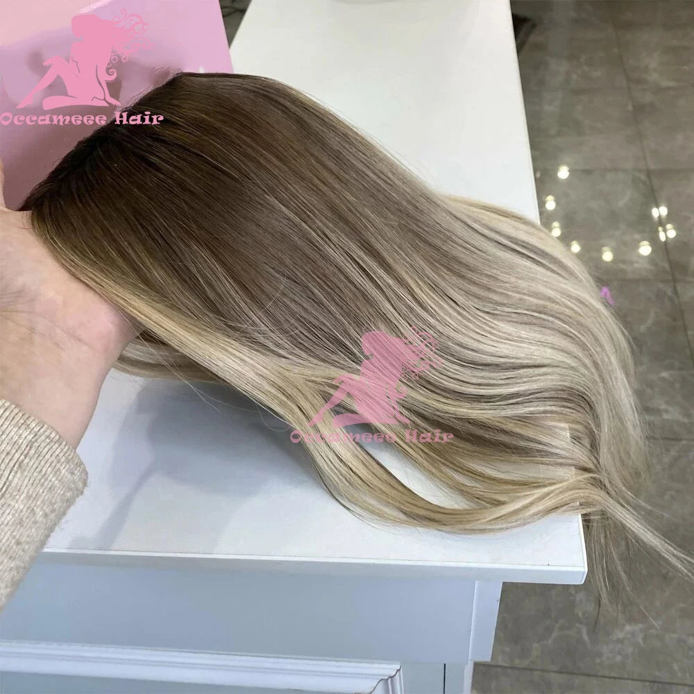 Highlight Wigs 100% Human Hair 360 Lace Frontal Colored Full Lace Wigs Brown ombre Ash Blonde Brazilian Virgin Hair loose Wave