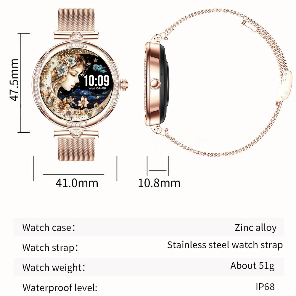 2025 Blue Tooth Call Lady Smartwatch 1.19" AMOLED Screen Women Smart Watches Waterproof Sports Fitness Tracker Health Bracelet