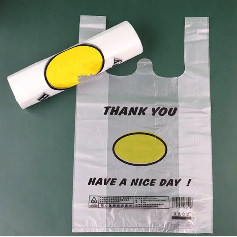 50 Pcs plastic Bag Tote Convenience Storeb Cartoon Gift with Bag Gift Bundle Retail Bags Shopping with Handles