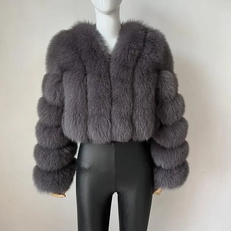 Faux Fox Fur Coat V-Neck Winter Woman Long Sleeve Warm Winter Coat Women Fashion Luxury New Fur Jacket Teddy Chic Outwear 2024