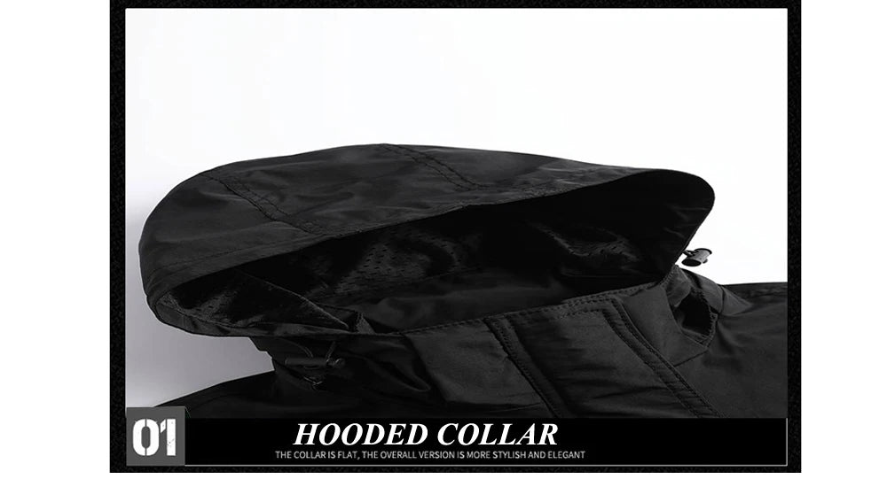 Autumn Men's Mountain SKi Jackets Casual Men Multi-pocket Windbreaker Hooded Coats Men Sports Climbing Jackets Clothing 5XL