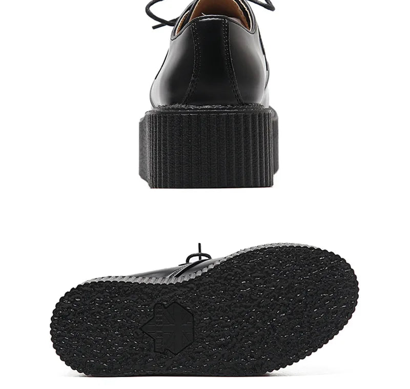 Black Harajuku Shoes Classic Lace UP Wedge Heels Platforms Creepers Punk Shoes Casual High Heels Women Platform Shoes