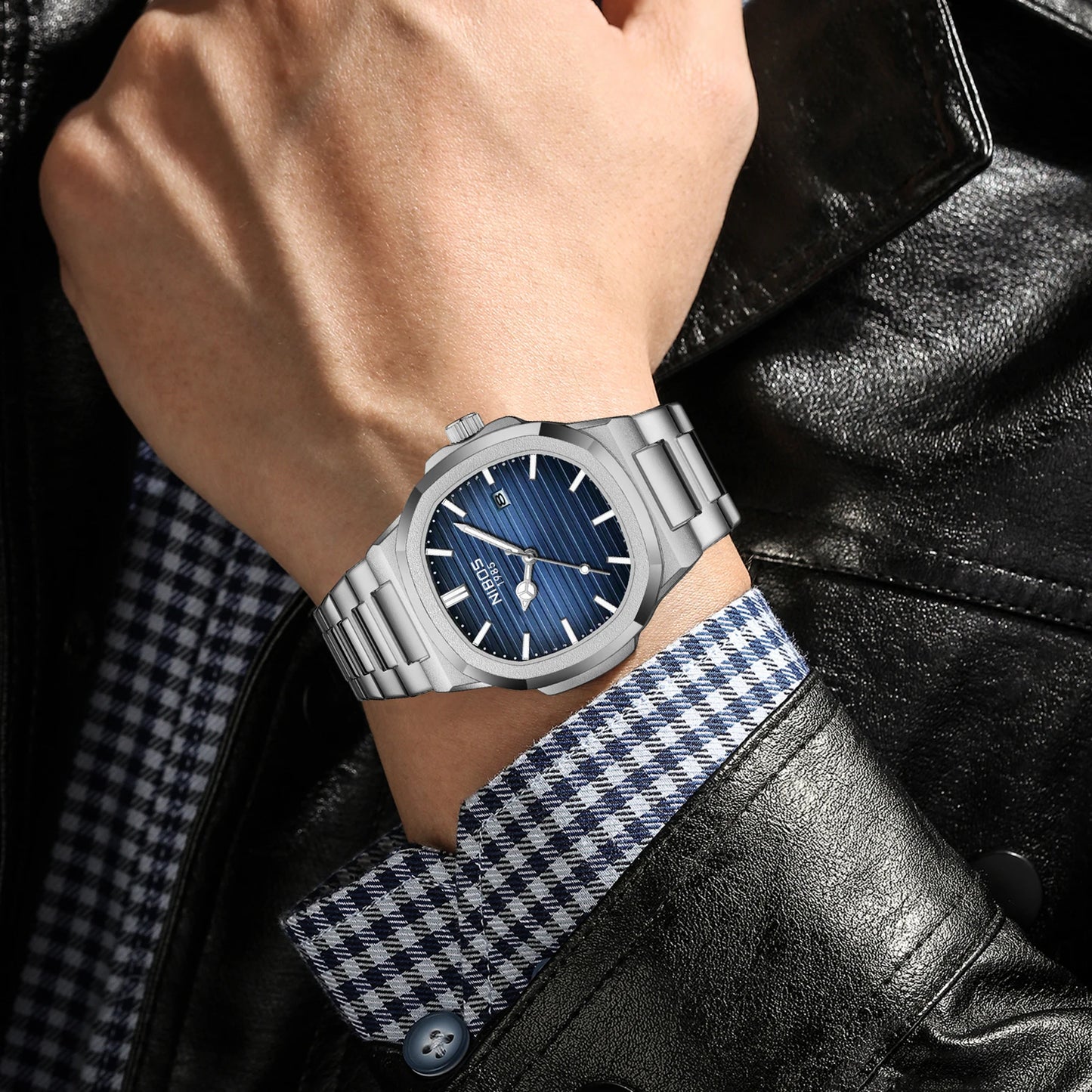 NIBOSI Men Watches Analog Quartz Stainless Steel Military Watches for Men Waterproof Business Classic Design Date Wrist Watch