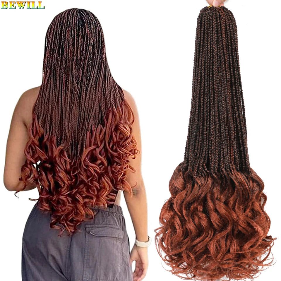 14 18 24 Inch French Curl Crochet Braids Boho Goddess French Curl Box Braids Crochet Hair Synthetic French Curly Braiding Hair