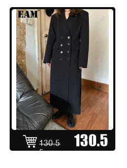 [EAM] High Elastic Waist Black Pleated Long Wide Leg Trousers New Loose Fit Pants Women Fashion Tide Spring Summer 2026 1U320