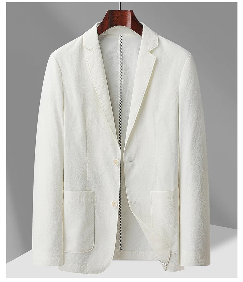 Summer thin suit men's jacket fashion handsome casual high-grade sense of light luxury suit jacket single west sun-protective cl