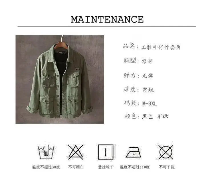 Washed Jackets Trendy Brand Casual Work Jackets Men's Loose Spring Autumn Tops Japanese Style