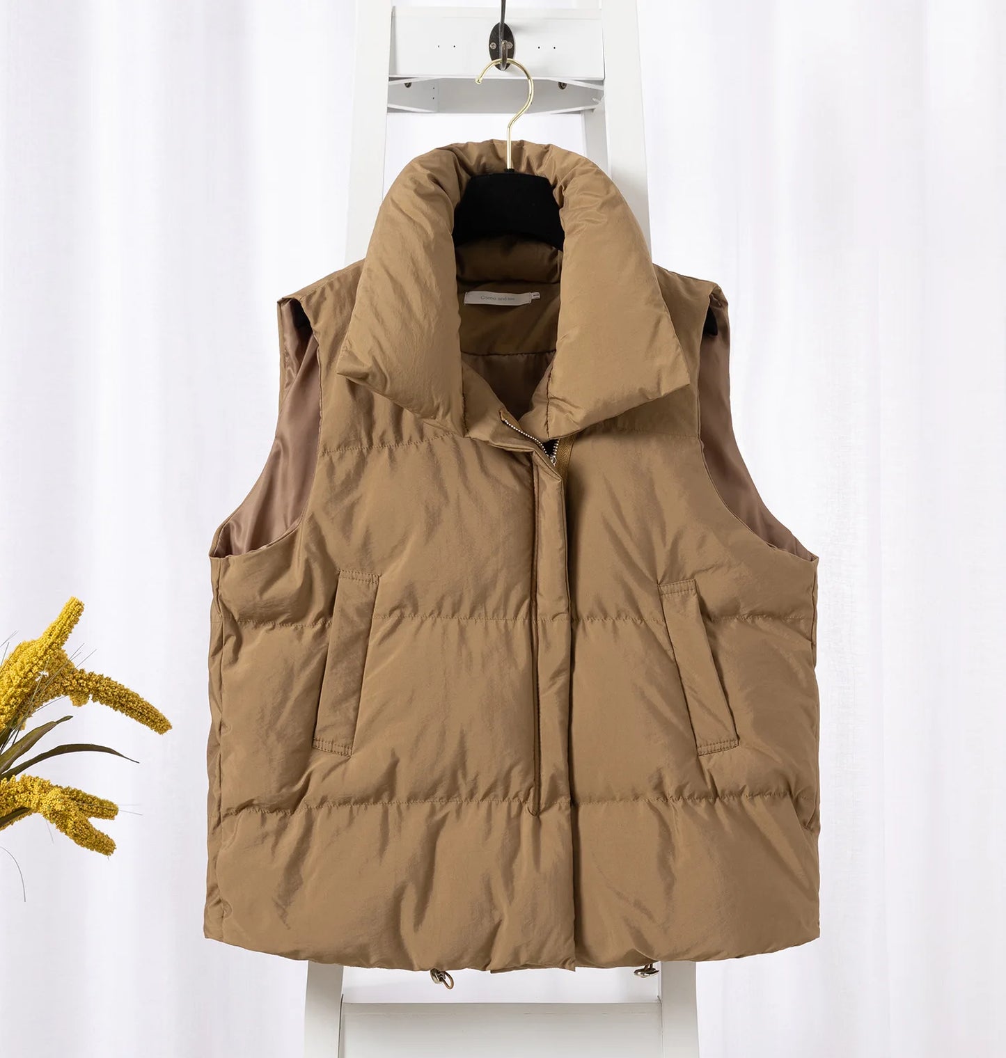 Women Zippered Cotton Vest Winter Autumn Sleeveless Waistcoat Jacket Vintage