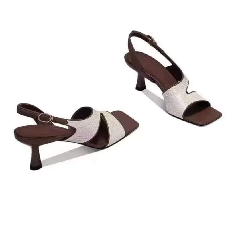 Summer New Simple Solid Color Open Heel Sandals 2025 Casual Comfortable Breathable Wear-resistant Buckle High Heels Plus Size
