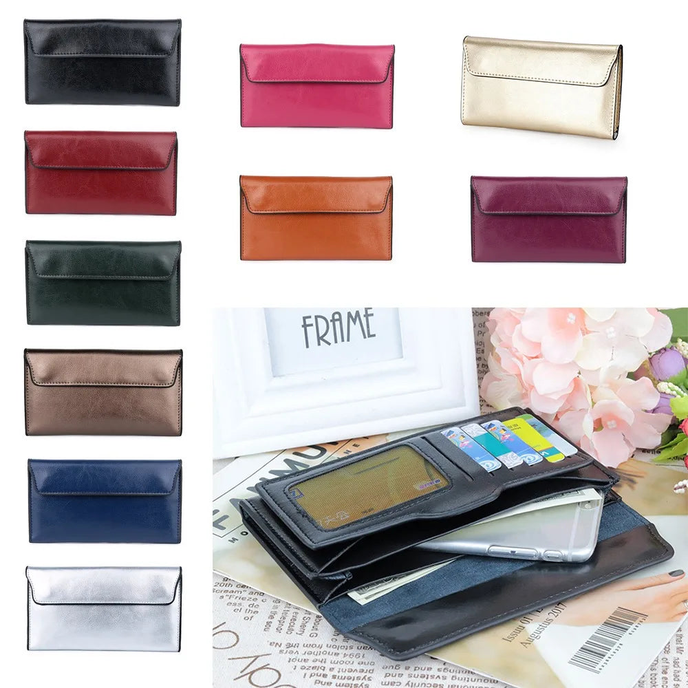 Slim Genuine Leather Women Long Wallet Large Capacity Female Coin Purse Portable Clutch Bag Cowhide Wallet for Women
