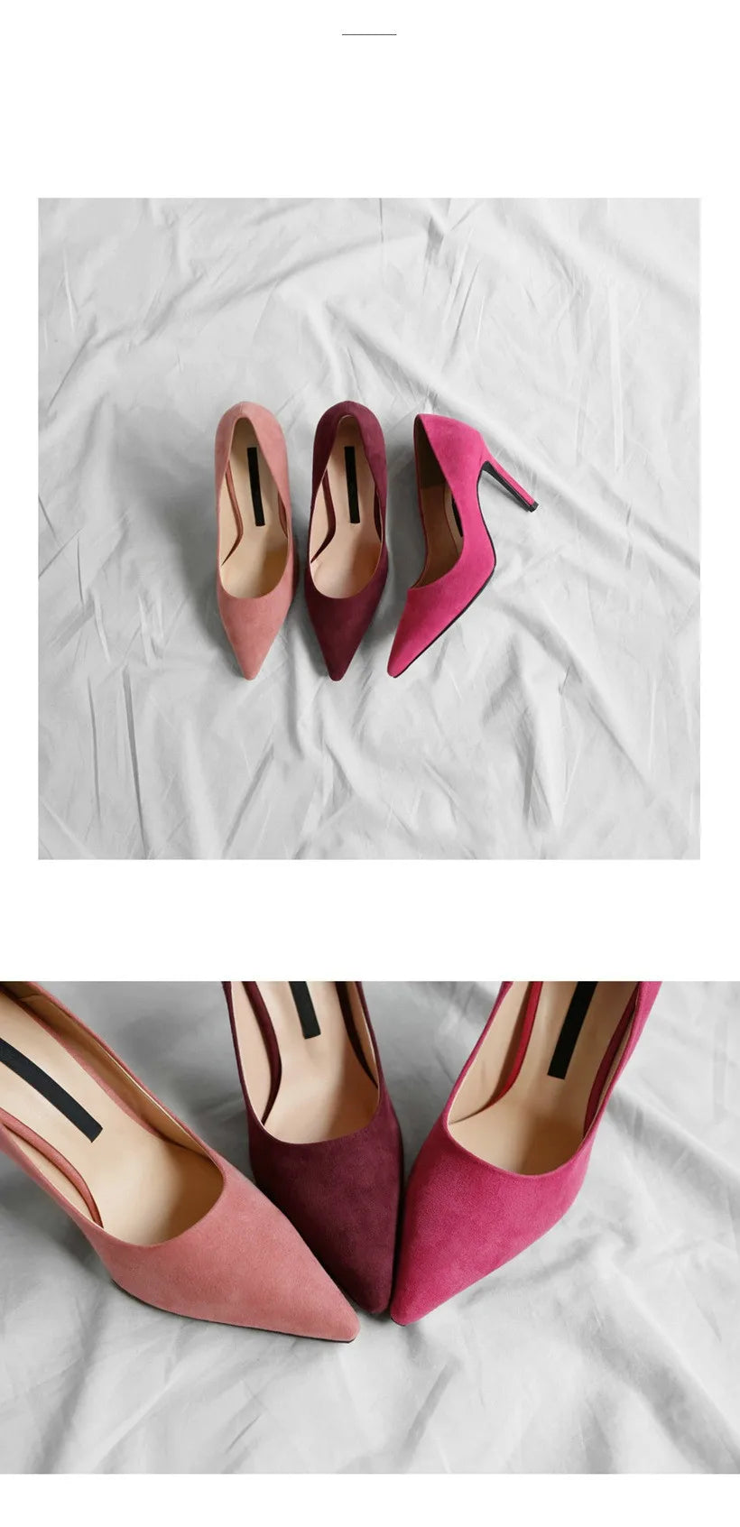2025 Flock Leather Heels Women Pumps Bucket Pointed Toe High Heels Sexy Lady Shoes Thin Heels Chaussure Femme Autumn