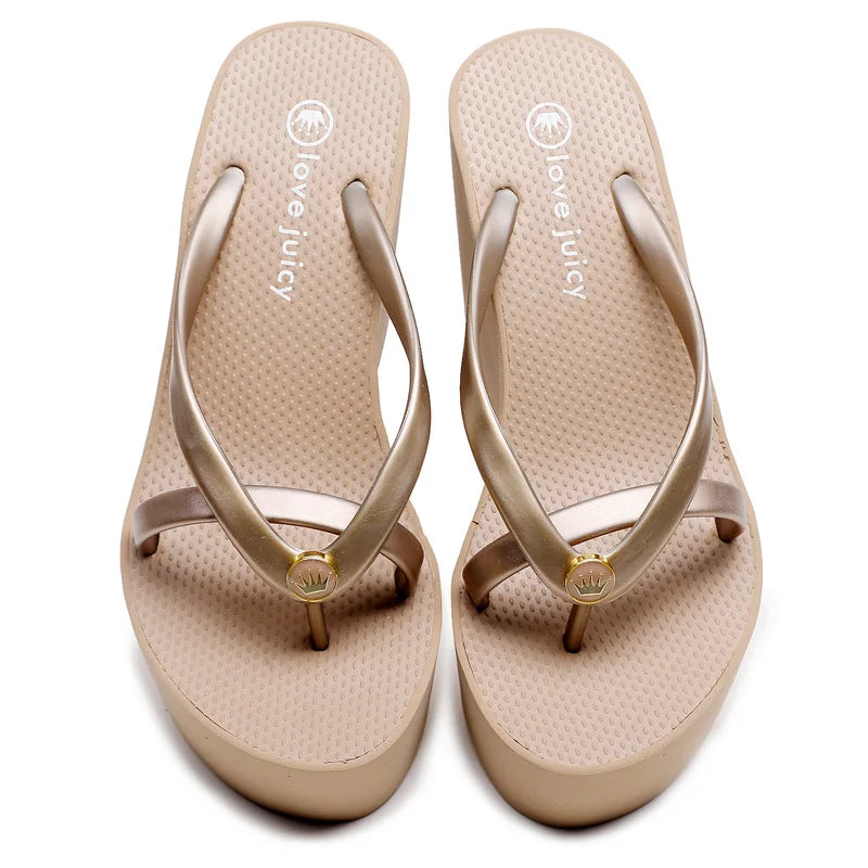 Sexy Slippers for Women in Summer High Slope Heel Shoes 11cm Thick Bottom Non-slip Women's Sandals Beach Slippers Wedge Sandals
