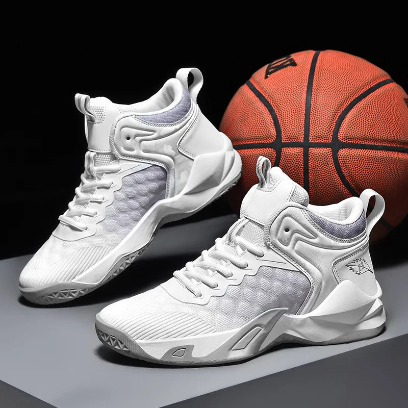 Basketball Shoes, Men's Outdoor Sports Shoes, Men's Shock-Absorbing High-Top Student Practical Shoes, Mesh Breathable Casual Shoes
