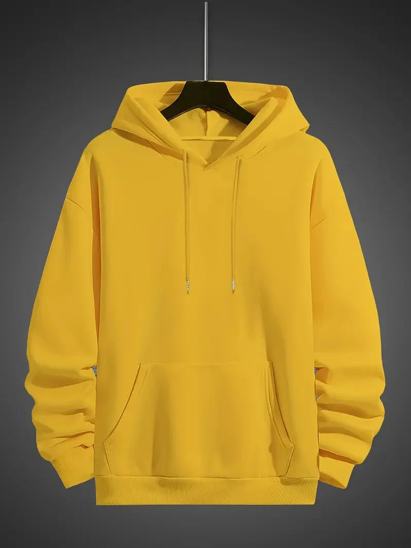 Men's autumn and winter casual fashion loose back poker card A graphic printed long sleeved hooded sweatshirt warm pullover BAZAARHUBO