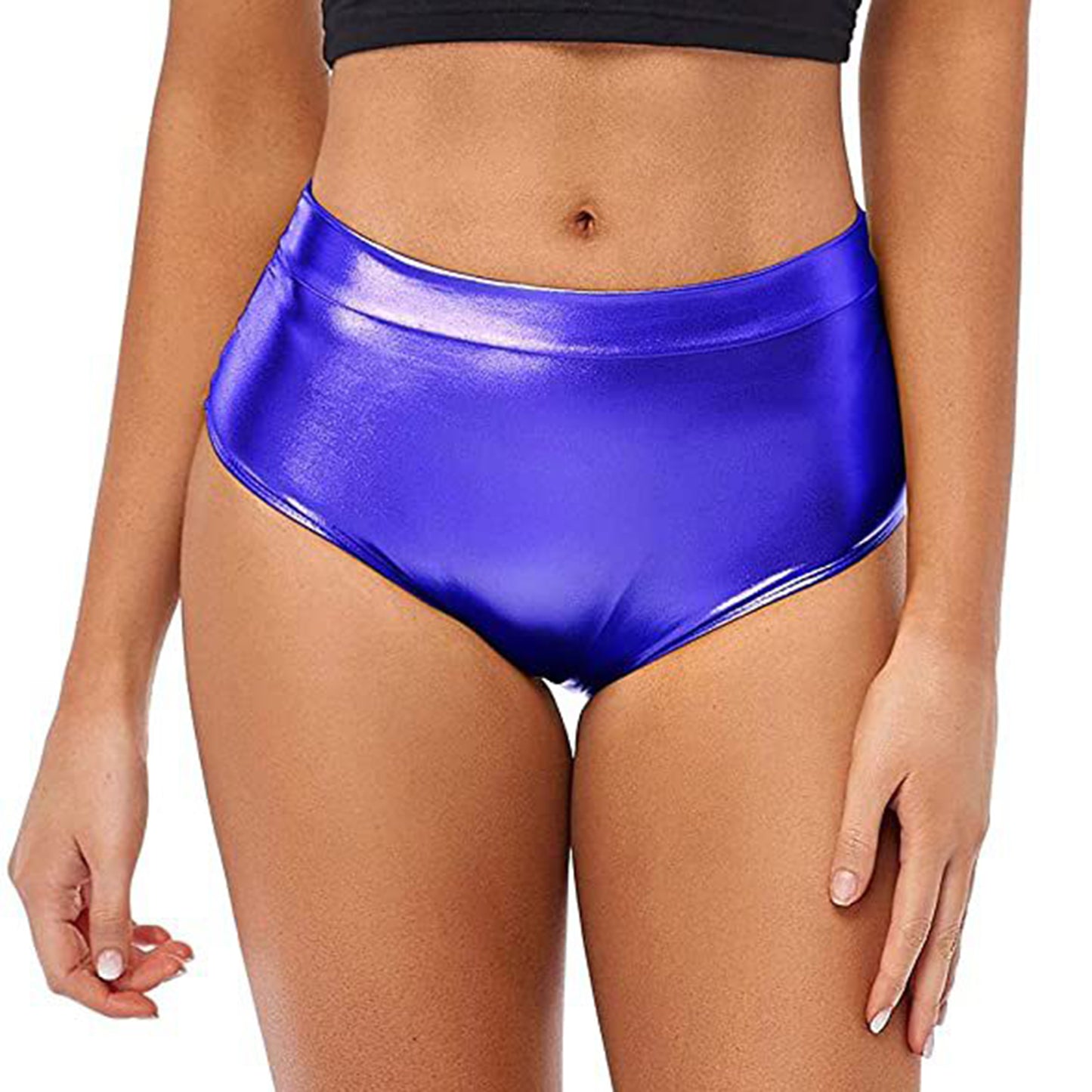 Sexy Rave Dance Costume Women's Metallic Shiny Booty Shorts Skinny Panties Hot Short Pants for Carnival Club Party Bottoms