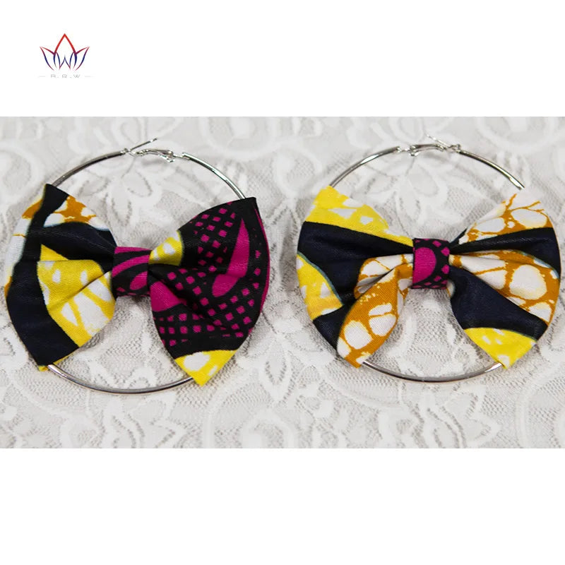 African Earrings Fashion Women Africa Handmade Statement Circle Jewellery Print Wax Fabric Accessories WYA078