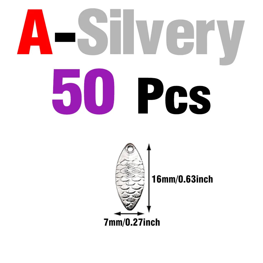 MNFT 50Pcs/lot Fishing Lure Metal Copper Blades Fish Scale Blade Spinner Rings Blade DIY Fishing Lure Hard Baits Accessories