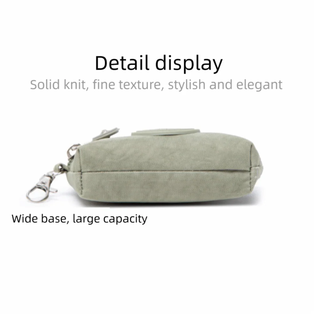 New Solid Color Women Wallet Nylon with Keychain Coin Purse Waterproof Zipper Clutch Ladies
