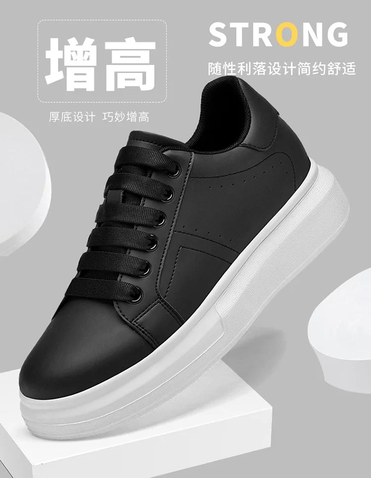 Men's Invisible Height Increasing Elevator Shoes Lace-up Sporty White Sneakers 6cm 8cm 10cm Taller Size Plus Invisible Elevate