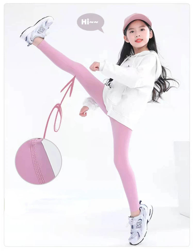 Autumn Solid Kid Leggings Girl Thin Tights Sweatpants 2+y Child Casual Ankle Length Pants Spring Toddler Skinny Cropped Trousers