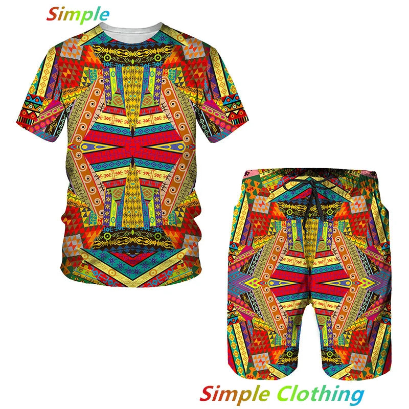 Men Tracksuits Clothing African Ethnic Style 3D Print Kids Sets Women T-Shirts Beach Board Shorts Swimwear Tees Tops Clothing