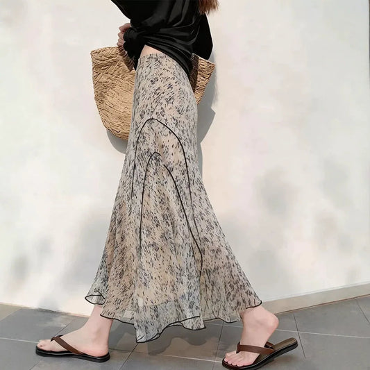 Printed Skirt 2026 Spring and Summer New High-end Long Skirt Commuting Temperament