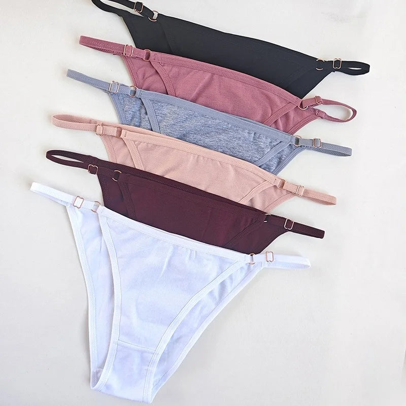 6Pcs/Set Cotton Underpants Women Sexy Briefs Low Waist Bikini Underwear Female Solid Color Panties S-XL Lingerie