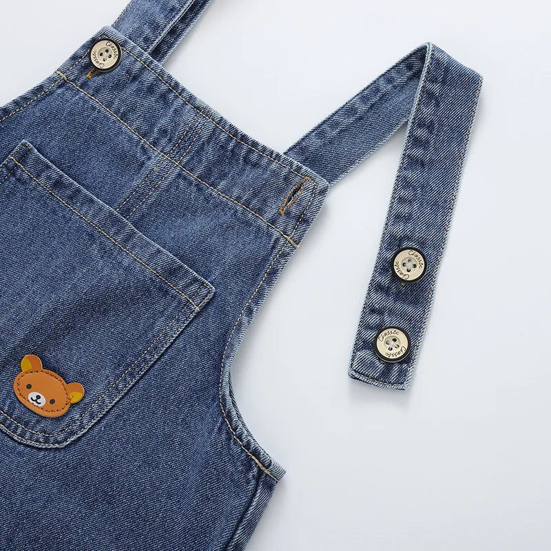 2024 fashion spring autumn kids jumpsuit Boys girls cartoon denim bib pants children trousers FashionToddler Casual 0-5Y
